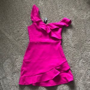 NWT Express asymmetrical ruffle shoulder dress
